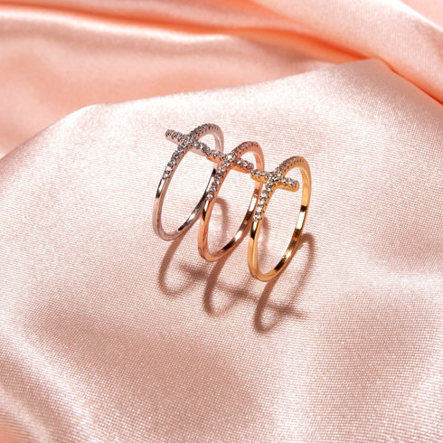béni | Or Vermeil | Bague croix en diamant CZ